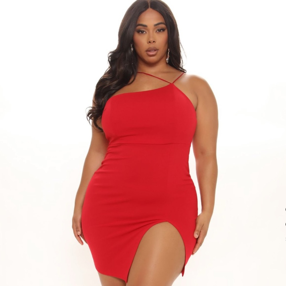 Fashion Nova - A careless night midi dress 1X Red